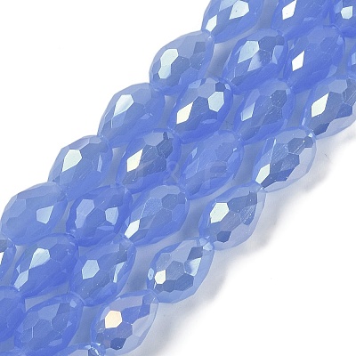 Opaque Solid Color Electroplate Glass Beads Strands EGLA-N013-J10mm-B06-1