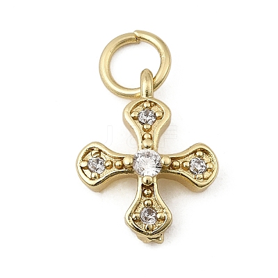 Brass Micro Pave Cubic Zirconia Tiny Cross Charms LS-ZIRC-G128-04G-1-1