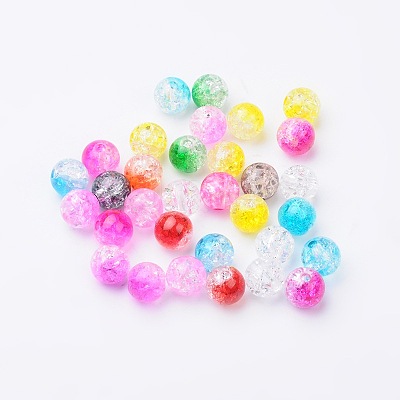 Two Tone Transparent Crackle Acrylic Beads CACR-R009-8mm-M-1