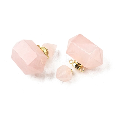 Natural Rose Quartz Perfume Bottle Pendants G-L623-08G-06-1