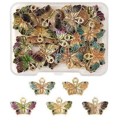 25Pcs 5 Colors Alloy Enamel Pendants ENAM-FS0003-30-1