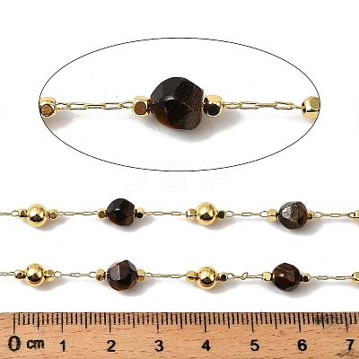 Handmade Tiger Eye Faceted Round Beaded Chains CHC-F021-01G-06-1