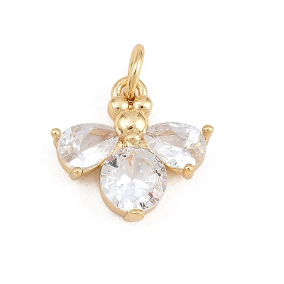 Brass Micro Pave Clear Cubic Zirconia Charms KK-E798-08A-G-1