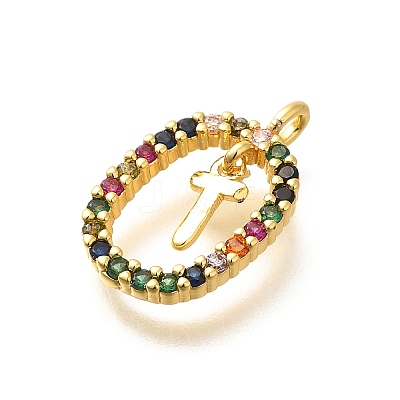 Brass Micro Pave Cubic Zirconia Pendants ZIRC-P123-01G-T02-1