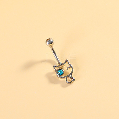 316L Surgical Stainless Steel Pave Cubic Zirconia Enamel Dangle Curved Barbell Belly Rings FS-WGB5546-06-1