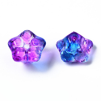Two Tone Transparent Spray Painted Glass Beads GGLA-S054-011D-02-1