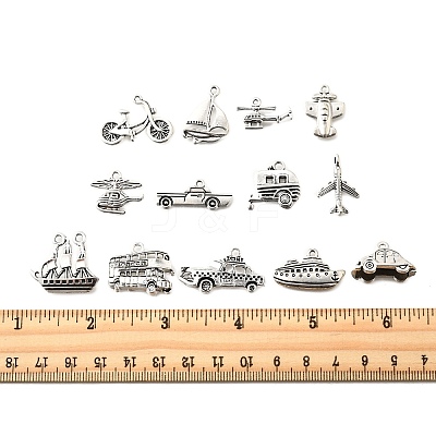 52Pcs 13 Style Tibetan Style Alloy Pendants TIBEP-FP0001-10-1