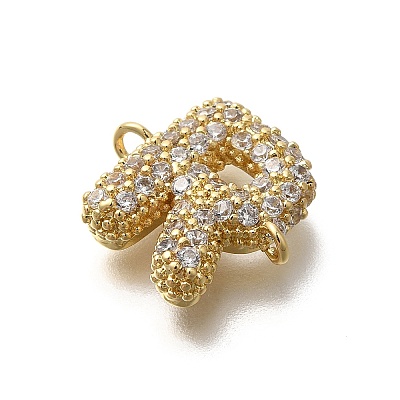 Brass Micro Pave Cubic Zirconia Letter Links KK-I717-04R-1
