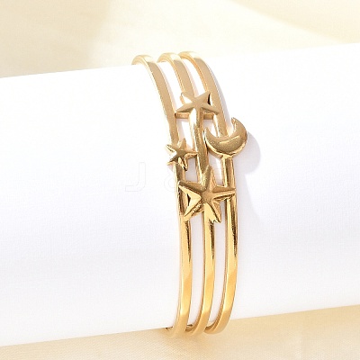 304 Stainless Steel Cuff Bangles for Women BJEW-B120-07G-03-1