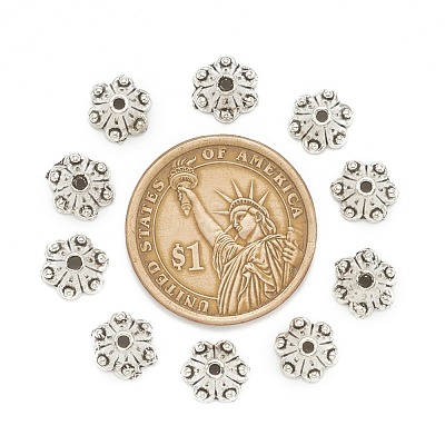 Tibetan Style Alloy Flower Bell Filigree Bead Caps X-TIBEB-O005-02-1