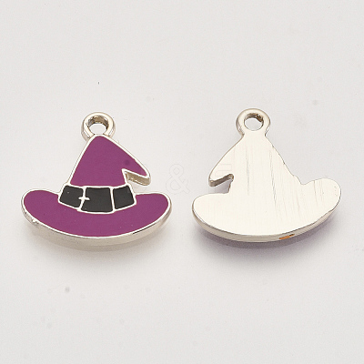 Light Gold Plated Alloy Enamel Pendants X-ENAM-T009-33B-1