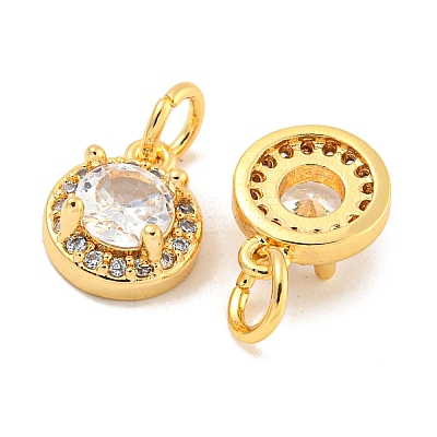 Brass Micro Pave Clear Cubic Zirconia Pendants KK-P275-30G-1