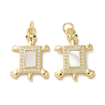 Brass Micro Pave Clear Cubic Zirconia Pendants KK-B083-29B-G-1