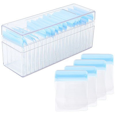 Rectangle Transparent ABS Plastic Jewelry Storage Boxes with Lid and PVC Bags CON-WH20001-17D-1