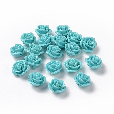 Synthetic Coral 3D Flower Rose Beads CORA-A006-15mm-033-1