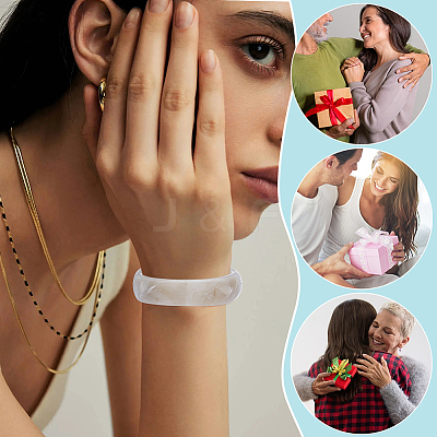 2Pcs Imitation Marble Acrylic Bangle for Women BJEW-UN0001-69B-1