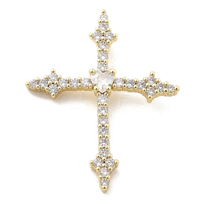 Brass Micro Pave Clear Cubic Zirconia Pendants KK-L228-01G-04-1