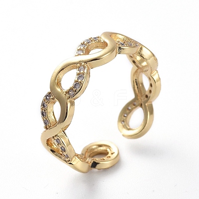 Brass Micro Pave Cubic Zirconia Cuff Rings RJEW-G096-14G-1