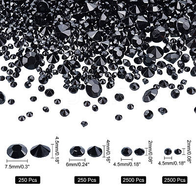 5500Pcs 4 Sizes Acrylic Rhinestone Cabochons GACR-AR0001-01-1
