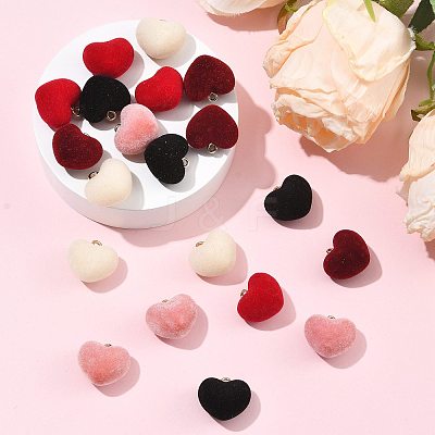 20Pcs 5 Colors Flocky Acrylic Pendants FIND-FS0004-95-1