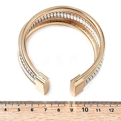 Two-tone Iron Multi-strand Snake Chain Cuff Bangles for Women BJEW-P390-01C-A-1