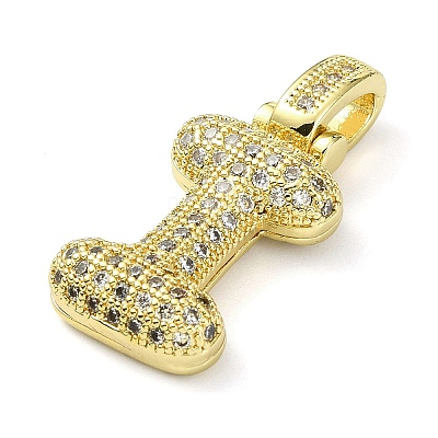 Brass Micro Pave Clear Cubic Zirconia Pendants KK-M279-01G-I-1