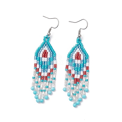 Natural Apatite Rhombus Dangle Earrings EJEW-MZ00567-02-1