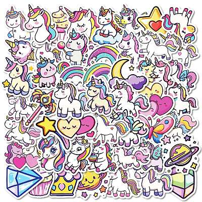 50Pcs Cartoon Unicorn Paper Sticker STIC-C012-03-1