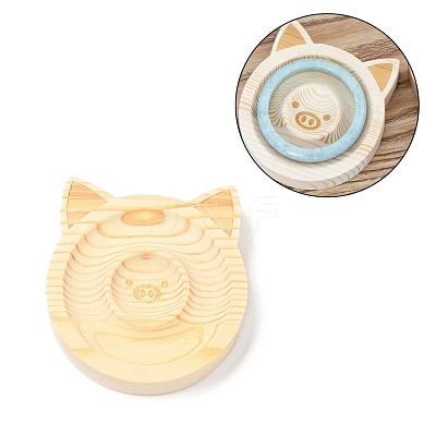 Pine Wooden Bangle Bracelet Finger Ring Diplay Holder Tray BDIS-D002-03B-02-1