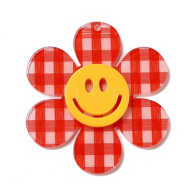Tartan Pattern Acrylic Big Pendants OACR-B008-B04-1