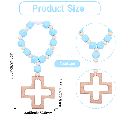 Wood & Silicone Beads Hanging Ornametns HJEW-BM00070-1