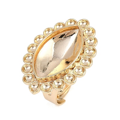 Horse Eye Brass Pad Ring Settings KK-Z122-21G-1