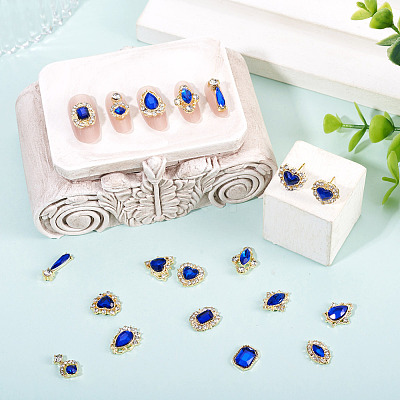 48Pcs 12 Styles Alloy Rhinestone Cabochons MRMJ-TA0001-45C-1