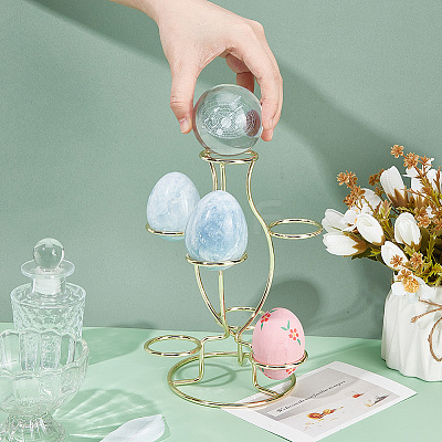 7-Slot Iron Easter Egg Display Stands ODIS-WH0058-21B-G-1