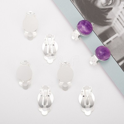 Brass Blank Base Clip-on Earring Cabochon Setting KK-M019-03S-1