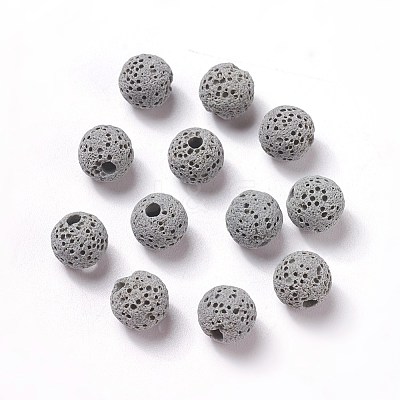 Unwaxed Natural Lava Rock Beads G-F325-8mm-A12-1