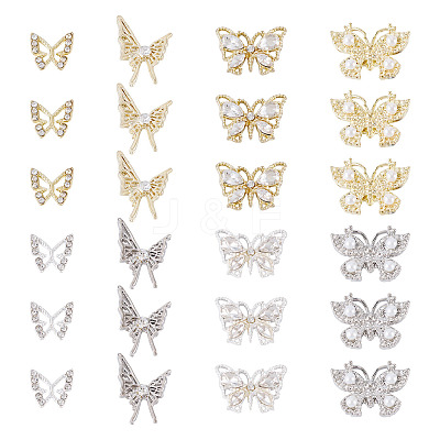 24Pcs 8 Styles Alloy Rhinestone Cabochons MRMJ-TA0001-49-1