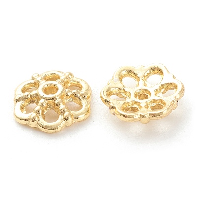 Rack Plating Alloy Flower Bead Caps KK-J277-07G-1