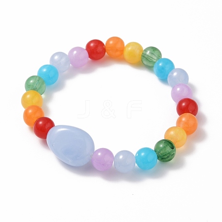 Rainbow Kids Stretch Bracelets BJEW-JB05781-1