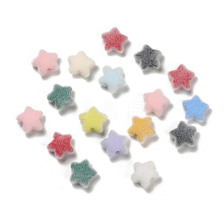 Flocky Opaque Acrylic Beads OACR-I026-02B-1