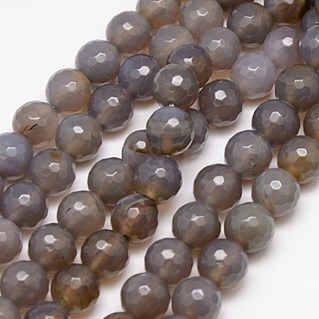 Natural Grey Agate Beads Strands G-G580-12mm-08-1