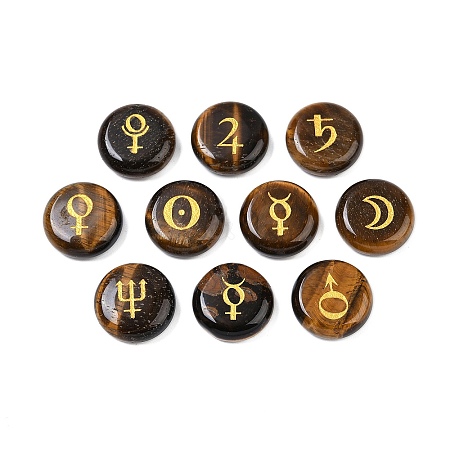 10Pcs 10 Styles Natural Tiger Eye Cabochons G-G193-03D-1