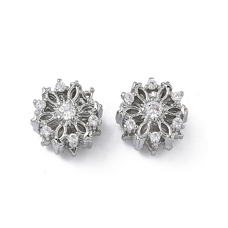 Brass Clear Cubic Zirconia Beads KK-D228-27P-1