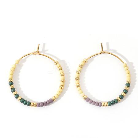 Bohemian Style Handmade Glass Seed Beads Hoop Earrings HV2555-5-1