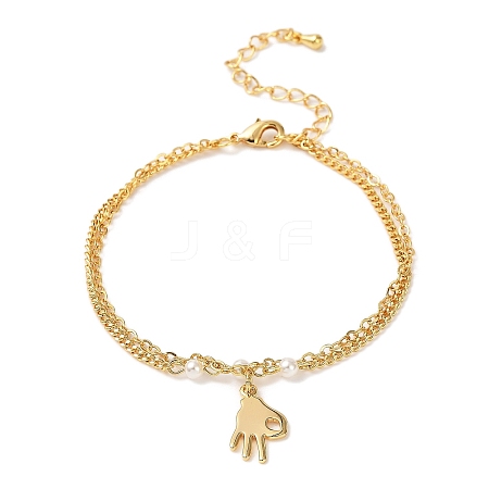 Brass Charm Bracelets BJEW-P342-03G-1