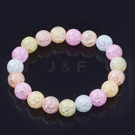 Natural & Synthetic Crackle Gemstone Beaded Stretch Bracelets G-S285-24-1