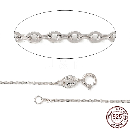 Anti-Tarnish Rhodium Plated 925 Sterling Silver Cable Chains Necklace for Women STER-I021-08B-P-1