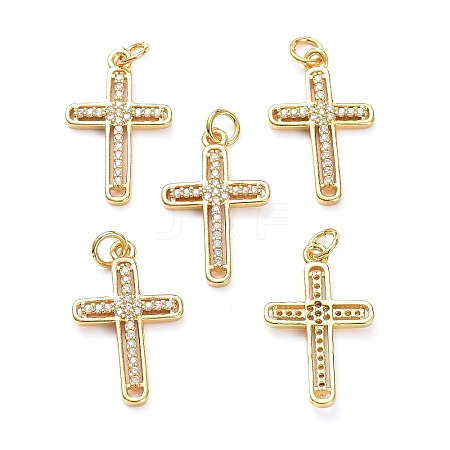 Brass Micro Pave Clear Cubic Zirconia Pendants LS-ZIRC-L100-111G-1