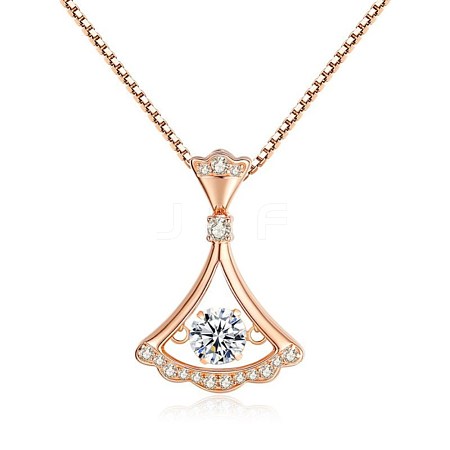 Fan Shape Cubic Zirconia Necklace for Girl Women NJEW-BB44299-A-1