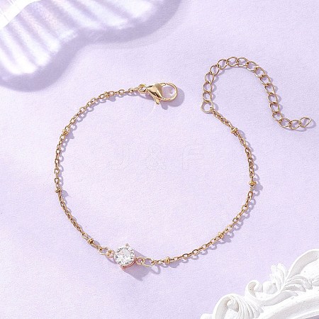 304 Stainless Steel Glass Link Bracelets BJEW-JB13489-1